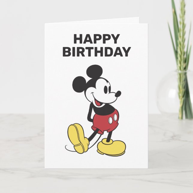 Carte Souris classique personnalisée Mickey Anniversaire (Devant)