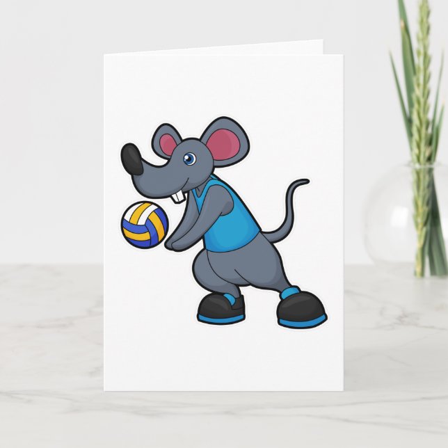 Carte Souris comme joueur de volleyball avec volleyball (Devant)