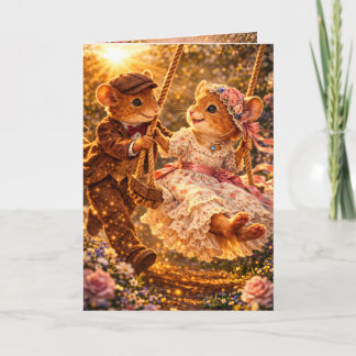 Carte Souris Couple de Saint-Valentin Romantique Cadeau
