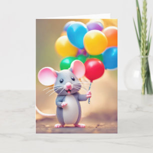Carte Souris D'Anniversaire Avec Ballons