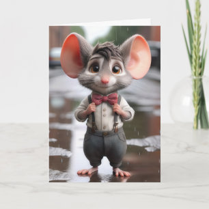 Carte Souris d'anniversaire portant une Cravate de chou
