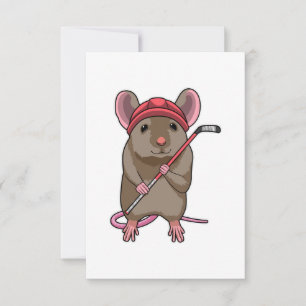 Carte Souris de hockey sur glace avec bâton de hockey su