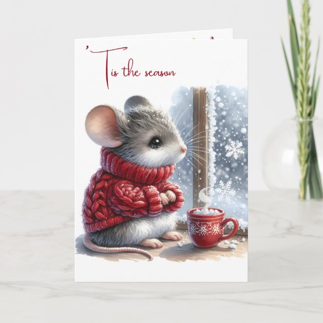 Carte Souris De Noël Avec Coco Chaud (Devant)