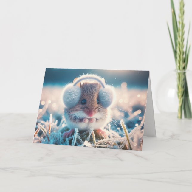 Carte Souris de Noël portant des armoiries (Devant)