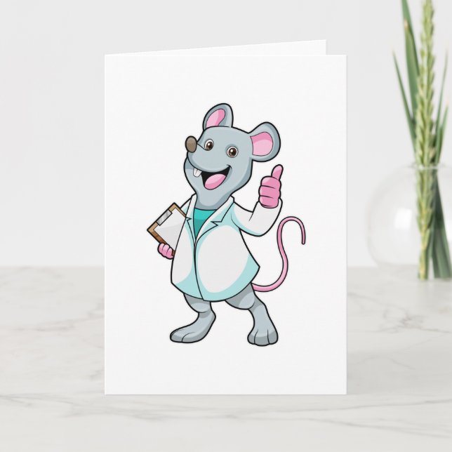 Carte Souris en docteur avec blouse de médecin (Devant)