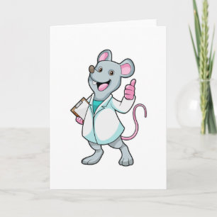 Carte Souris en docteur avec blouse de médecin