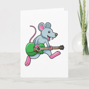 Carte Souris en musique avec guitare