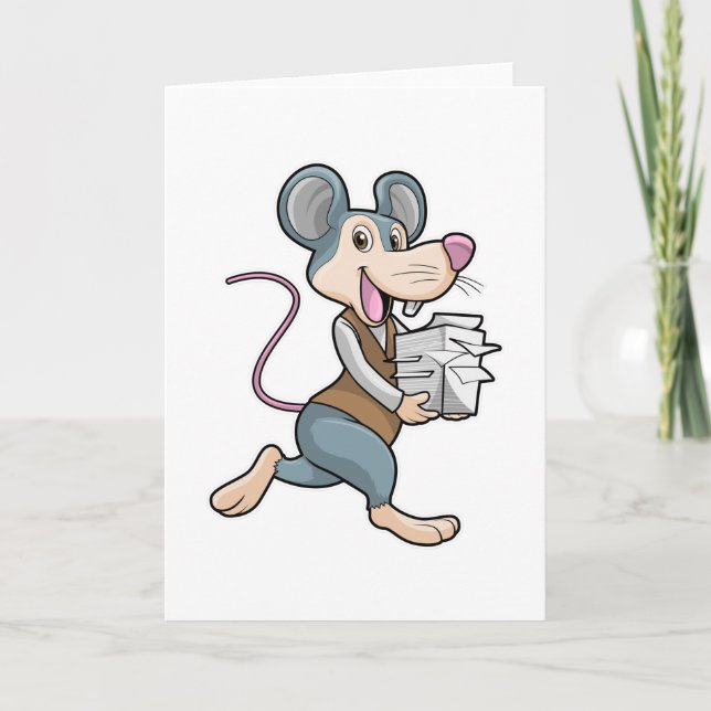 Carte Souris en tant que secrétaire avec papier (Devant)