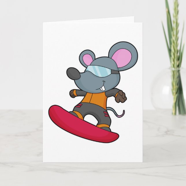 Carte Souris en tant que snowboardeur avec planche à nei (Devant)