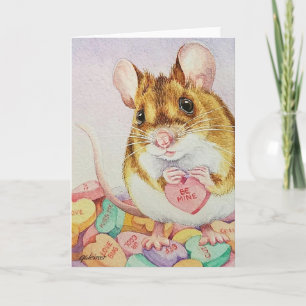 Carte Souris marron Saint-Valentin Soyez à moi Bonbons A
