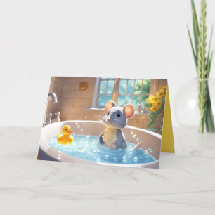 Carte Souris Merci Dans Bain À Bulles