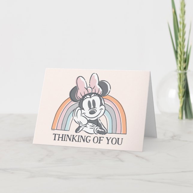 Carte Souris Minnie personnalisée Arc-en-ciel (Devant)
