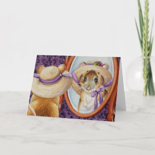Carte Souris portant un chapeau de printemps Miroir Art