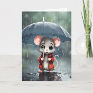 Carte Souris sous un parapluie