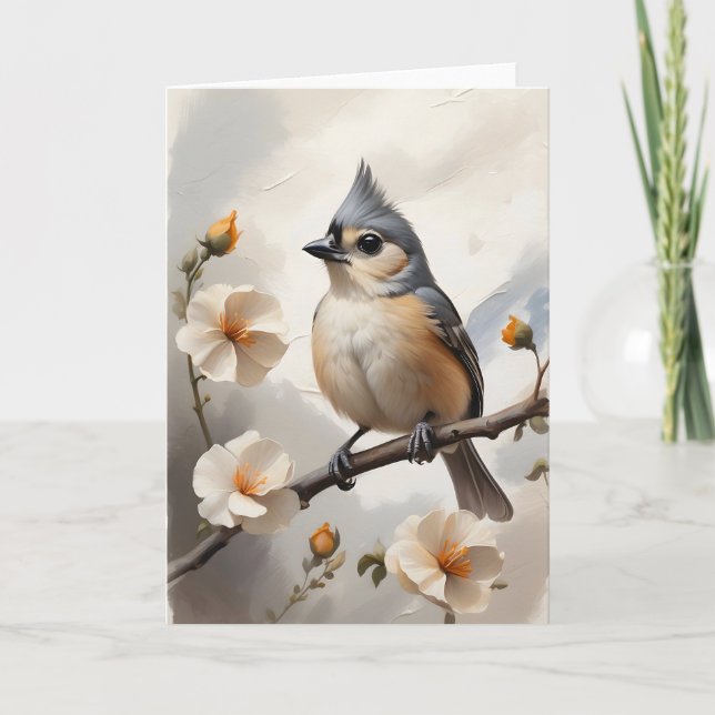 Carte Souris Tufted reposant sur les fleurs de membres d (Devant)
