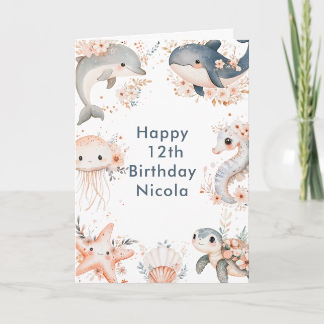 Carte Sous la mer Animaux fête d'anniversaire (Devant)