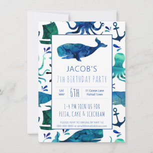 Carte Sous l'eau de la mer Anniversaire de enfant de bal