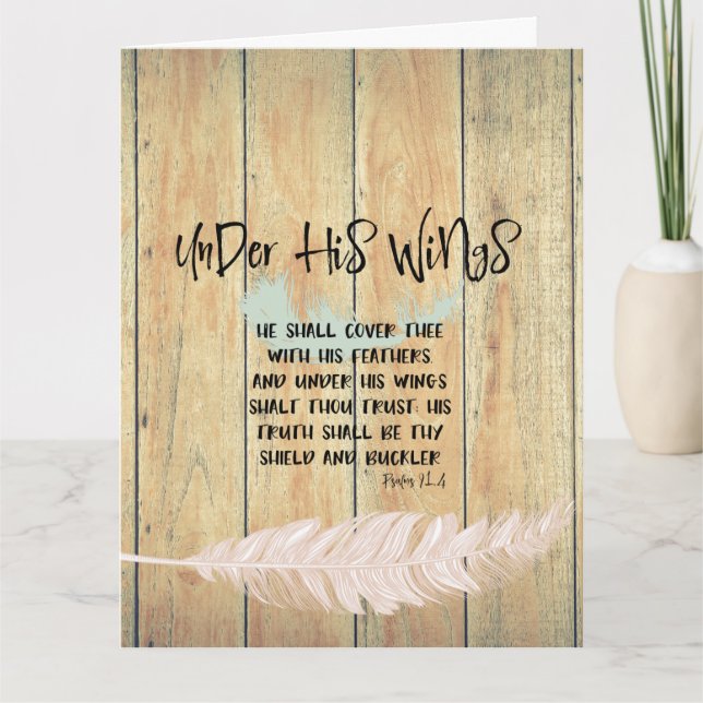 Carte Sous Ses Ailes Citation Avec Psaumes Verse (Devant)