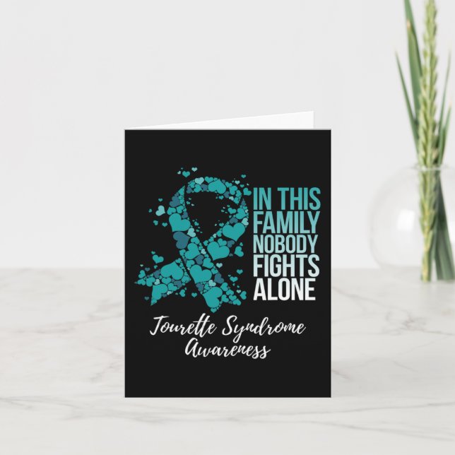 Carte Soutien à la famille Turquoise Ruban Tourette Synd (Devant)