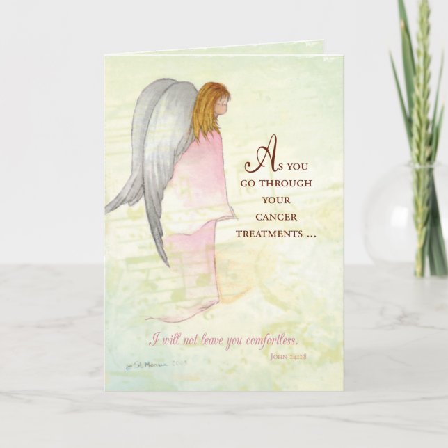 Carte Soutien au cancer, ange religieux (Devant)