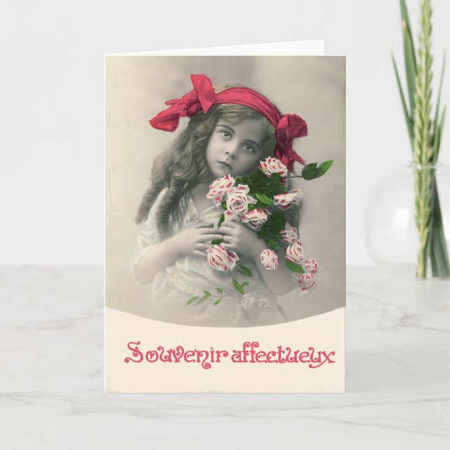 Carte Souvenir affectif tueux Vintage French Card (Devant)