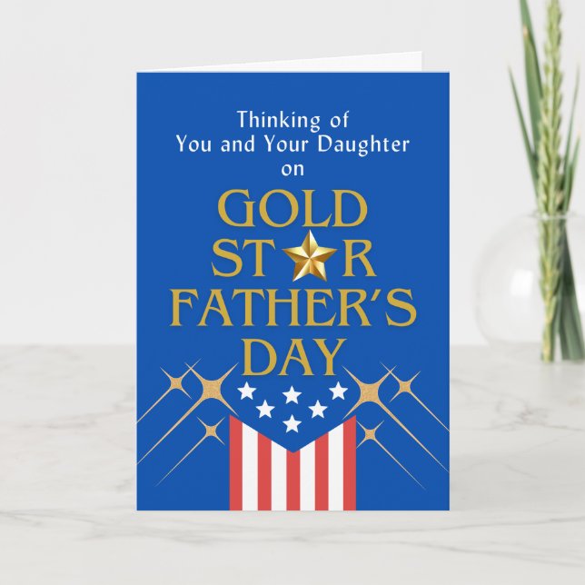 Carte Souvenir de la fille Fête des pères Gold Star (Devant)