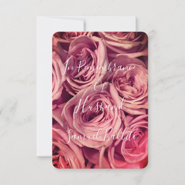Carte Souvenir du mari à l'anniversaire de la mort flora (Devant)
