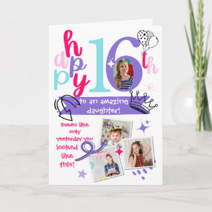 Carte Souvenirs de photos pour les 16 ans de ma fille in