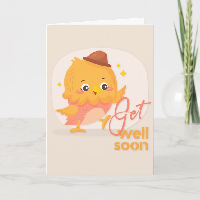 Carte Soyez Bien Bientôt Joli Cartoon Salutation au poul (Devant)