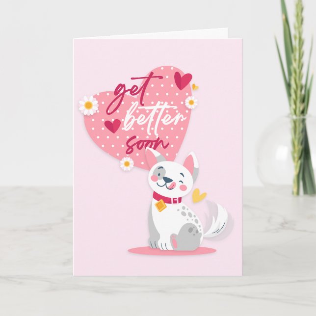 Carte Soyez Bien Bientôt Jolie Cartoon Salutation Chat (Devant)