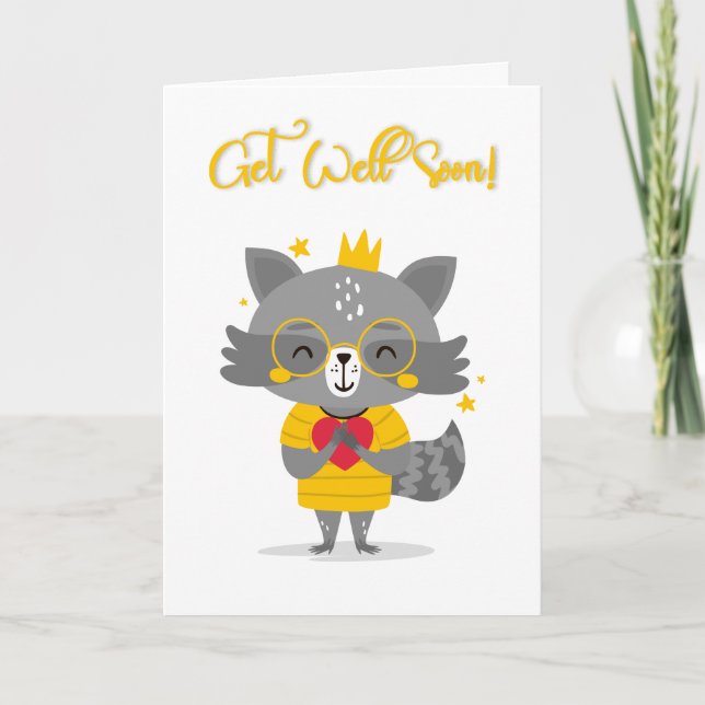Carte Soyez Bien Bientôt Jote Cartoon Racoon Salutation (Devant)