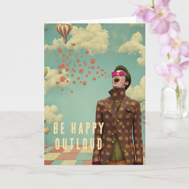 Carte Soyez heureux| Salutation d'art surréaliste (Orchidée)