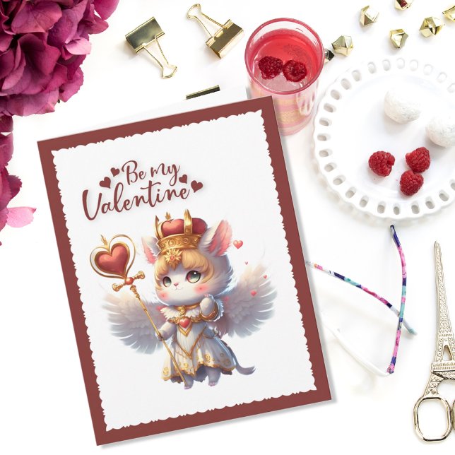 Carte Soyez ma Saint Valentin Cute Chibi Chat Saint Vale (Créateur téléchargé)