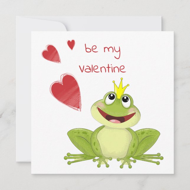 Carte Soyez ma Saint Valentin Cute Frog Prince (Devant)