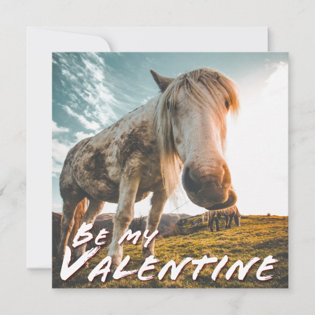 Carte Soyez ma Saint-Valentin en regardant Cheval (Devant)