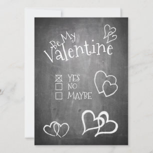 Carte Soyez ma Saint Valentin sur un tableau à craie