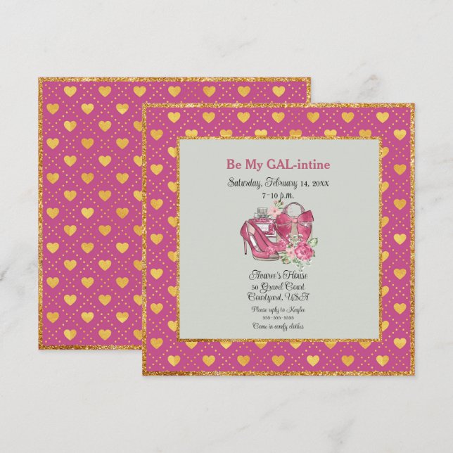 Carte Soyez mes coeurs rose et or GAL-intine (Devant / Derrière)