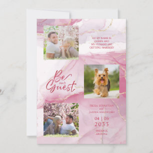 Carte Soyez notre Guest Citation Faux Marble en rose 3 P