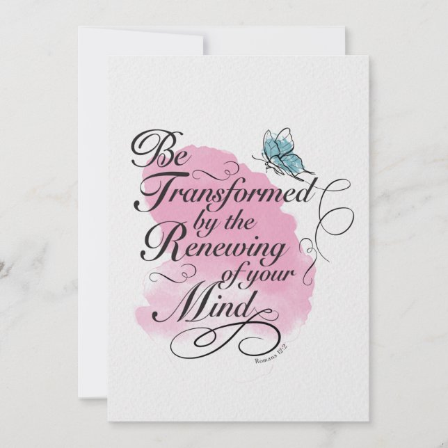 Carte Soyez transformés et renouvelés - Romains 12 : 2 (Devant)