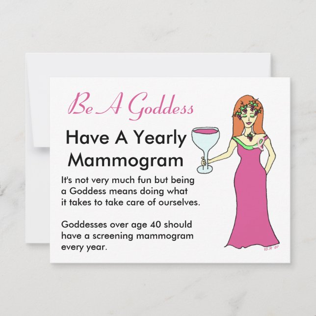 Carte Soyez Une Déesse, Ayez Une Déesse Vin Mammogramme  (Devant)