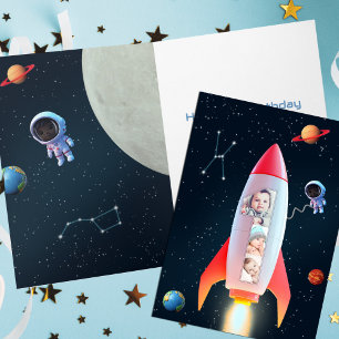 Carte Space Rocket 1er anniversaire   Immense Collage ph