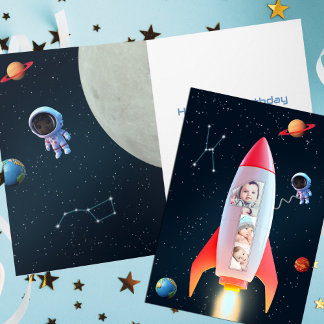 Carte Space Rocket 1er anniversaire | Immense Collage ph