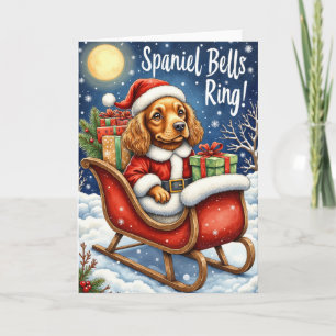 Carte Spaniel Bells Ring – Cocker Spaniel Noël