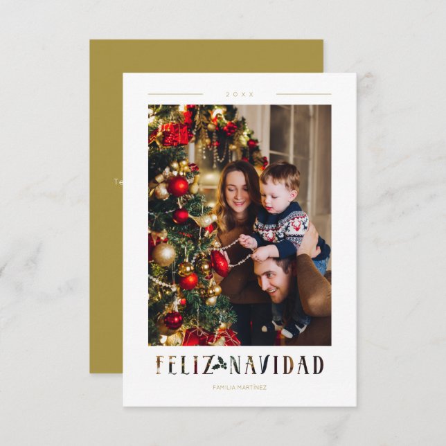 Carte Spanish Feliz Navidad Modern Calligraphy Photo (Devant / Derrière)