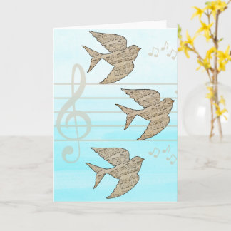 Carte Sparrow Bird Music Blue Sky