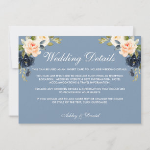 Carte Spécial - Dusty Blue Peach Détails du Mariage