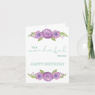 Carte spéciale Ami Anniversaire - Fleurs aquarelle