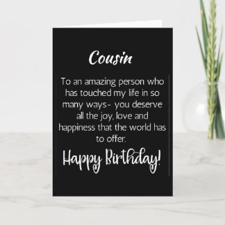 CARTE SPÉCIALE POUR L'ANNIVERSAIRE DU COUSIN "SPÉC