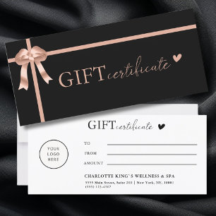 Carte Spécifique au client, Logo Certificat cadeau d'ent