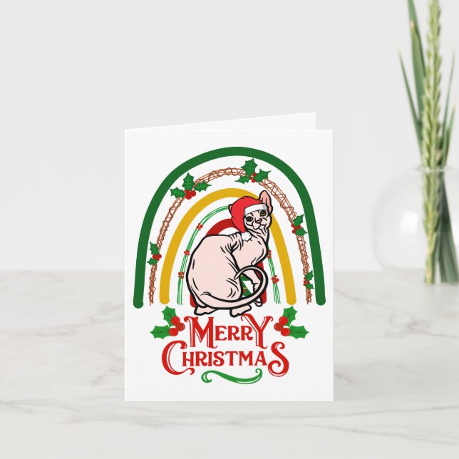 Carte Sphynx Chat Joyeux Noël (Devant)